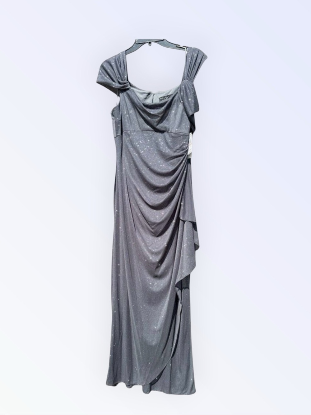 Alex Evenings Petite Sparkle Gown Smoke Grey 12P Formal Dress
